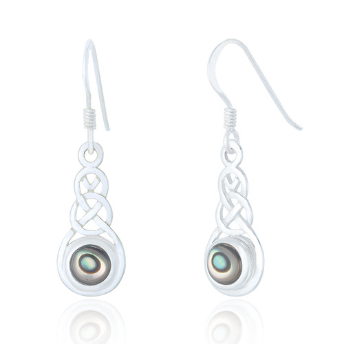 Nuala Celtic Drop Earrings - Abalone
