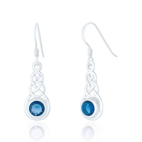 Nuala Celtic Drop Earrings - Sapphire C.Z.