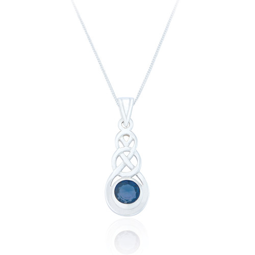 Nuala Celtic Pendant & Chain - Sapphire C.Z.