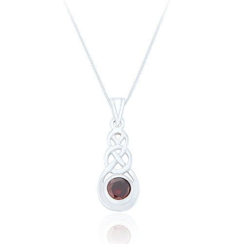 Nuala Celtic Pendant & Chain - Ruby C.Z