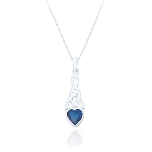 Dearbhla Celtic Pendant & Chain - Sapphire C.Z.