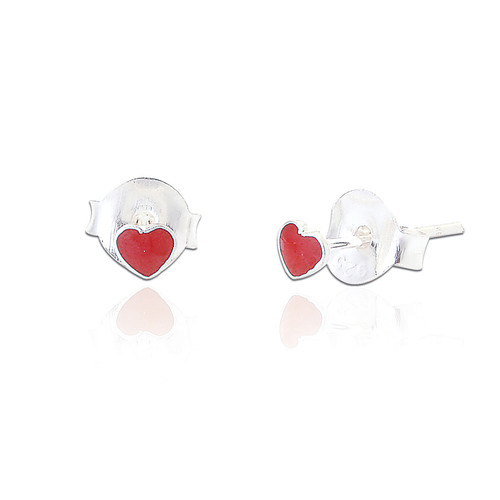 Heart Stud - Red (5 PAIR PACK)