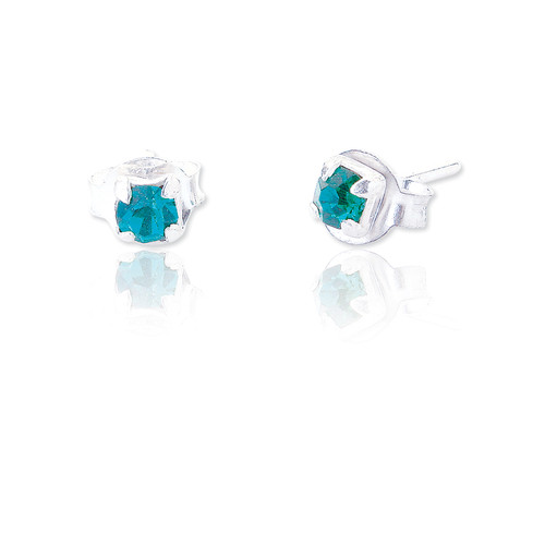 3mm Emerald Square Claw Stud  (5 PAIR PACK)