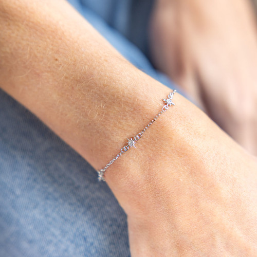 Solara C.Z Starburst Chain Bracelet - Silver