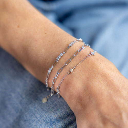 Solara C.Z Link Bracelet - Silver