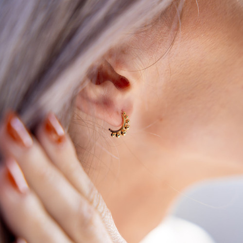 Orbit Ball Hoop Earrings - Gold