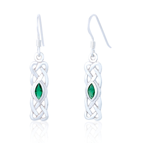 Peggy Celtic Drop Earrings - Emerald