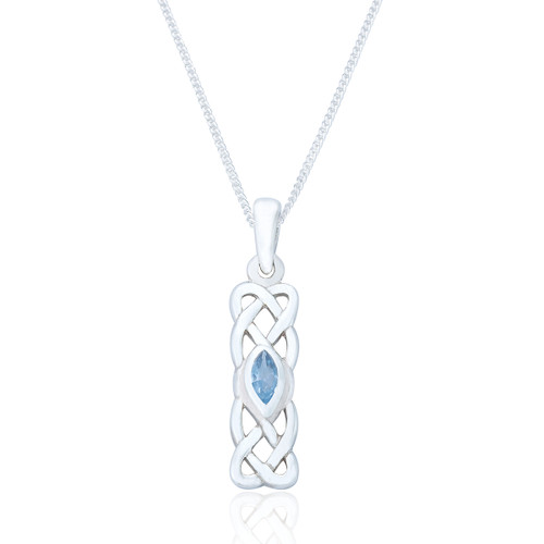 Peggy Celtic Drop Pendant - Aqua Marine
