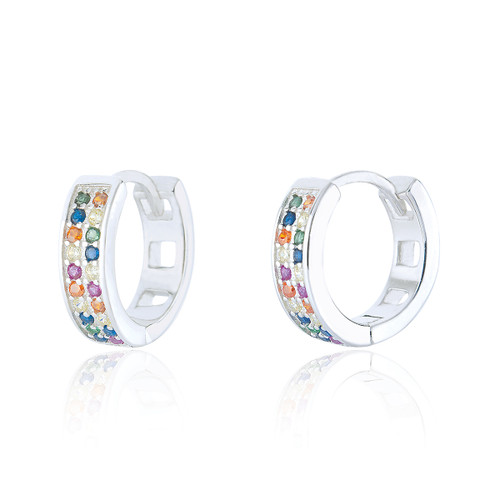 Zadie Micro Set C.Z Medium Huggies - Rainbow