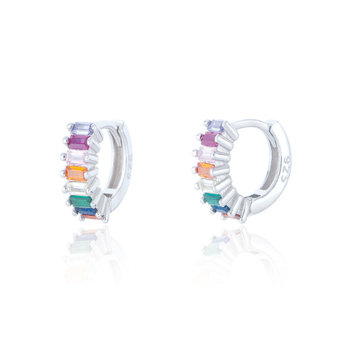 Zadie Baguette C.Z Huggies - Rainbow Zadie Baguette C.Z Huggies - Rainbow
