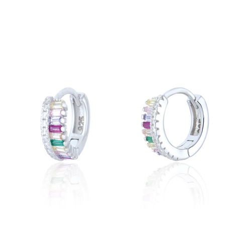 Aven Baguette C.Z Huggies - Rainbow