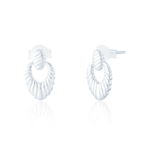 Nyra Ridge Drop Earrings - Silver