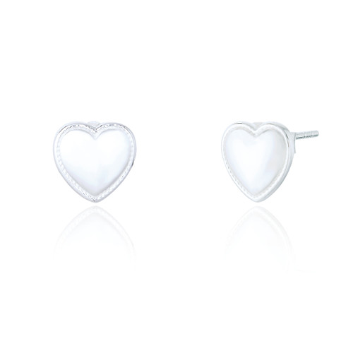 Vienne Heart Stud Earrings - Silver