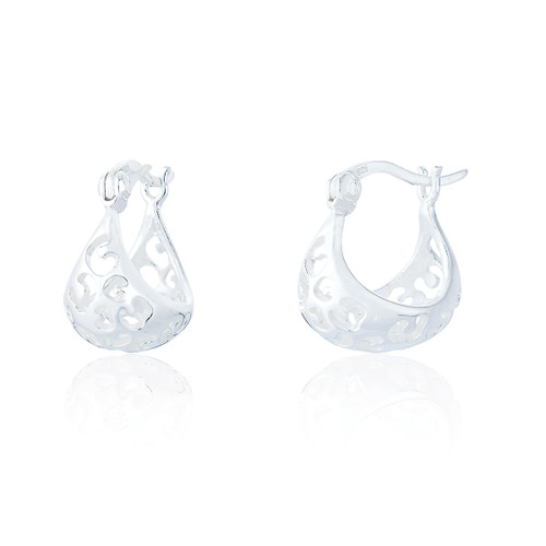 Orielle Filigree Hoop Earrings - Silver