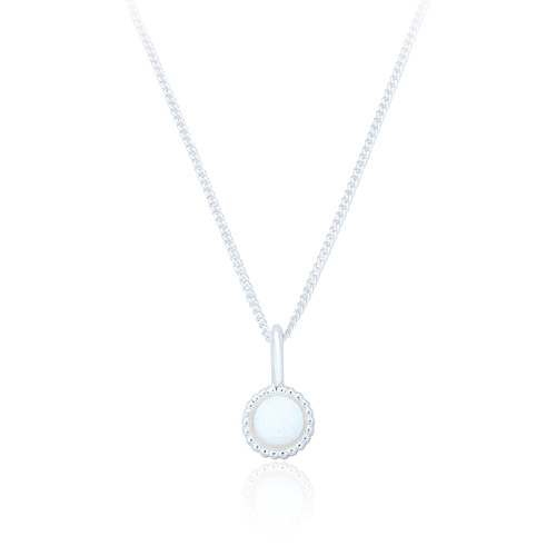 Zelie Round Pendant & Chain - White Opal