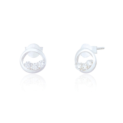 Noor C.Z Stud Earrings - Silver