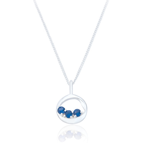 Noor Sapphire C.Z Pendant & Chain - Silver