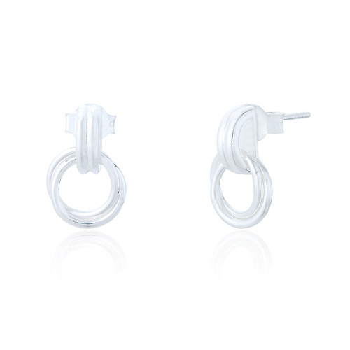Odile Round Link Drop Earrings - Silver