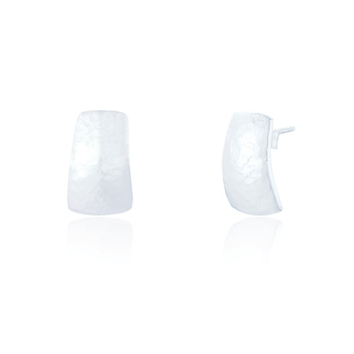 Niva Hammered Stud Earrings - Silver