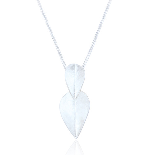 Mary Double Leaf Pendant & Chain - Silver