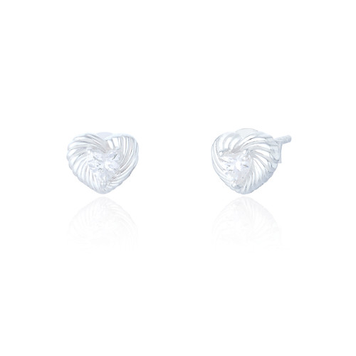 Eska C.Z Heart Stud Earrings - Silver