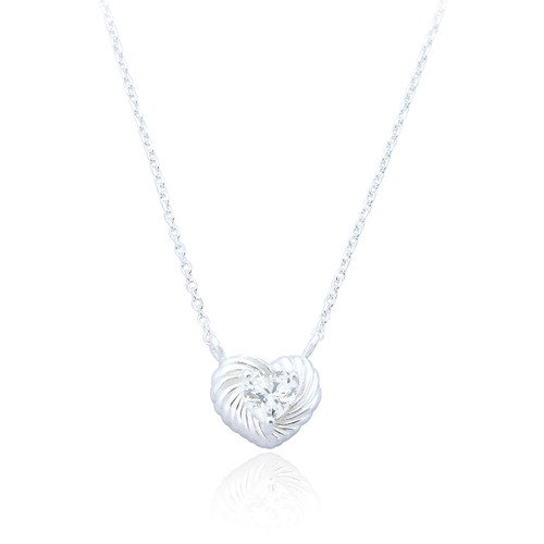 Eska C.Z Heart Pendant Necklace - Silver