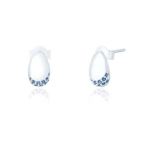 Eska Sapphire C.Z Pebble Stud Earrings - Silver