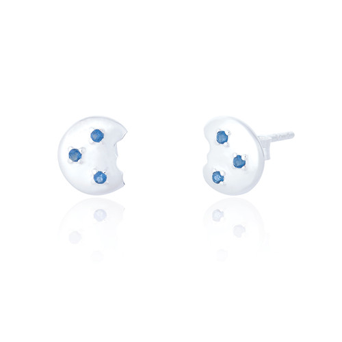 Eska Sapphire C.Z Disc Stud Earrings - Silver