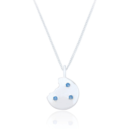 Eska Sapphire C.Z Disc Pendant & Chain - Silver