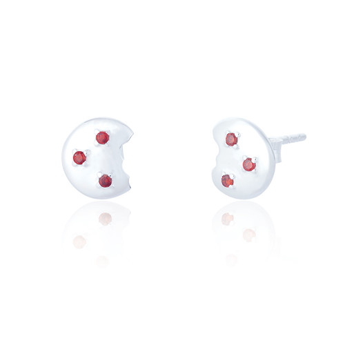 Eska Ruby C.Z Disc Stud Earrings - Silver