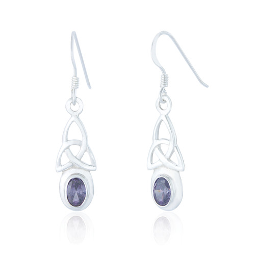 Saoirse Celtic Drop Earrings - Amethyst C.Z