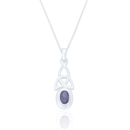 Saoirse Celtic Pendant & Chain - Amethyst C.Z