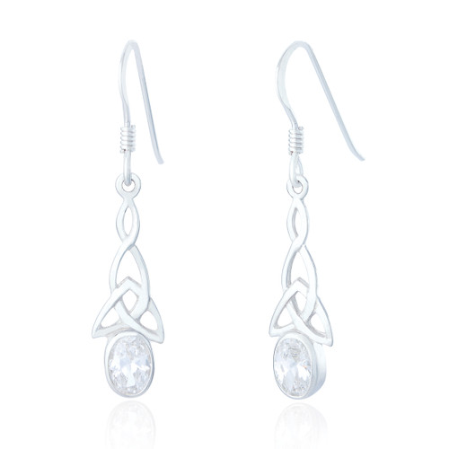 Emer Celtic Drop Earrings - White C.Z