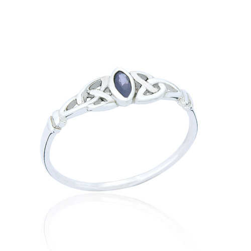 Tuiren Amethyst C.Z Celtic Ring - Silver