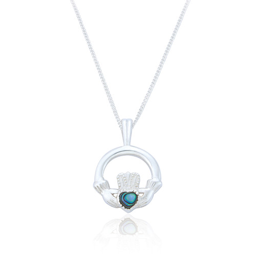 Sorcha Claddagh Heart Pendant & Chain - Abalone