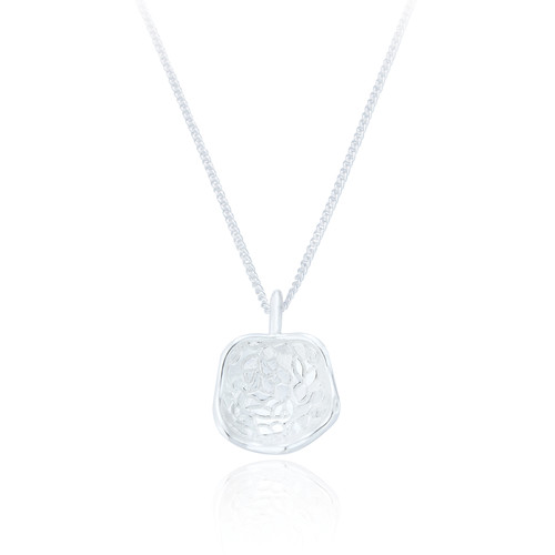 Lior Textured Pendant & Chain - Silver