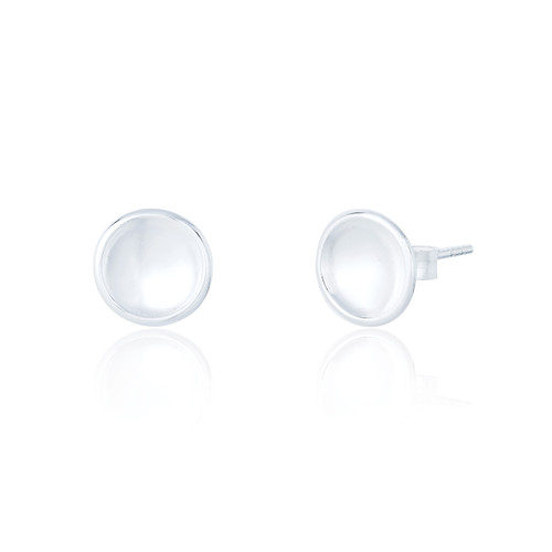 Mary Round Stud Earrings - Silver