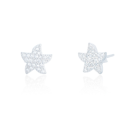 Zeyna C.Z Starfish Stud Earrings - Silver