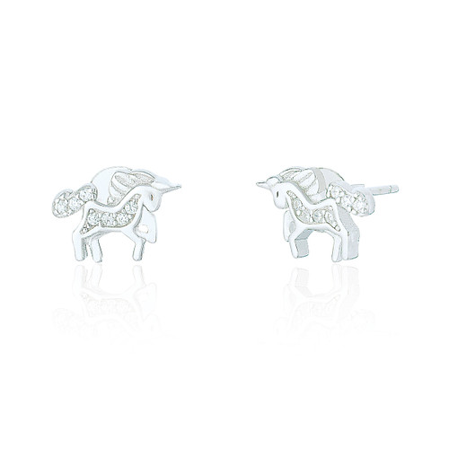 Zeyna C.Z Unicorn Stud Earrings - Rainbow