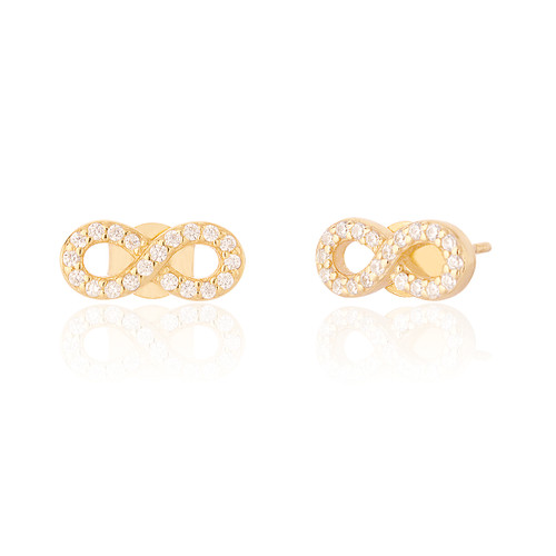 Zeyna C.Z Infinity Stud Earrings - Gold