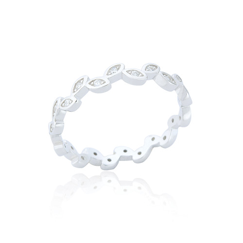 Zaha C.Z Petal Ring - Silver