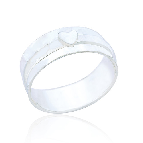 Zehra Heart Spinning Ring - Silver