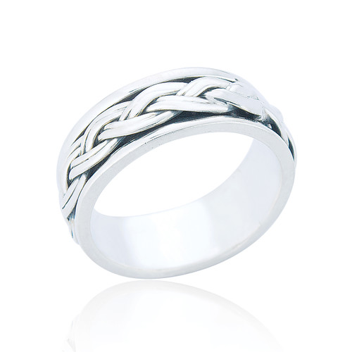 Zehra Plait Spinning Ring - Silver