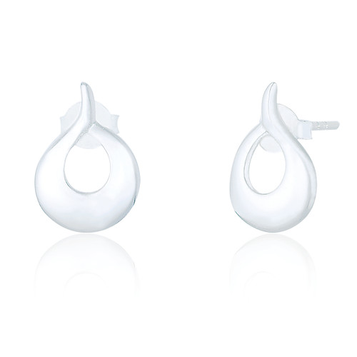 Kalina Teardrop Stud Earrings - Silver