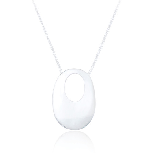 Kalina Oval Pendant & Chain - Silver