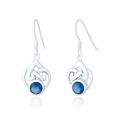 Murron Celtic Drop Earrings - Sapphire C.Z
