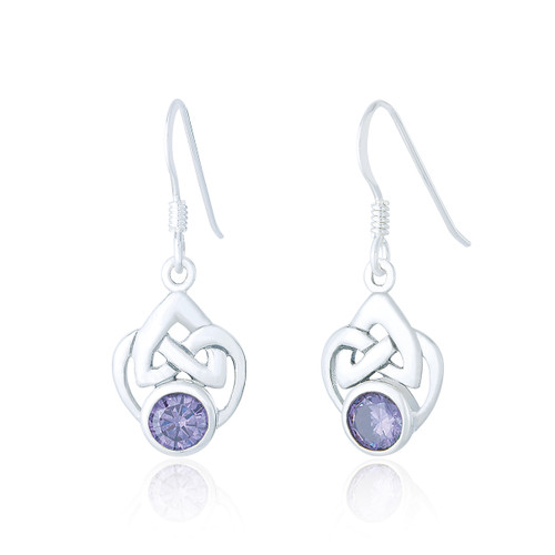 Murron Celtic Drop Earrings - Amethyst C.Z