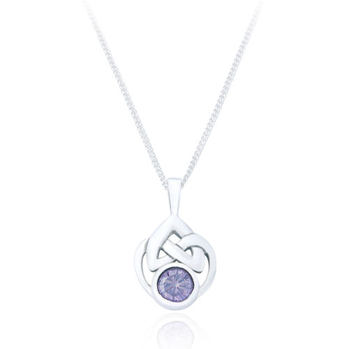 Murron Celtic Pendant & Chain - Amethyst C.Z