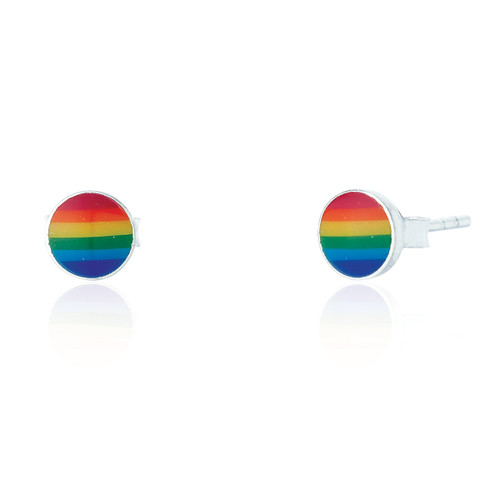 Rainbow Circle Stud - Silver (5 PAIR PACK)