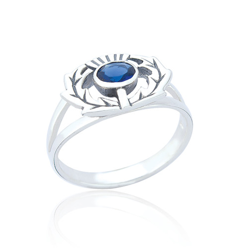 Lowri Thistle Ring - Sapphire C.Z